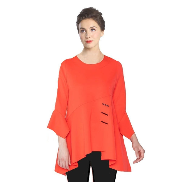 IC Collection Tulip Sleeve Asymmetric Tunic in Orange - 4497T - Sizes S & L Only!