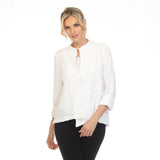 Asymmetric Textured Jacket in White - 4507J-WHT