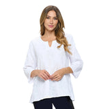 Floral Embroidered Voile Top in White - EC420-WHT