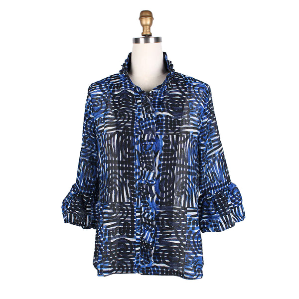 Damee Squiggle Print Slightly Sheer Jacket - 4804-BLU - Size M Only!