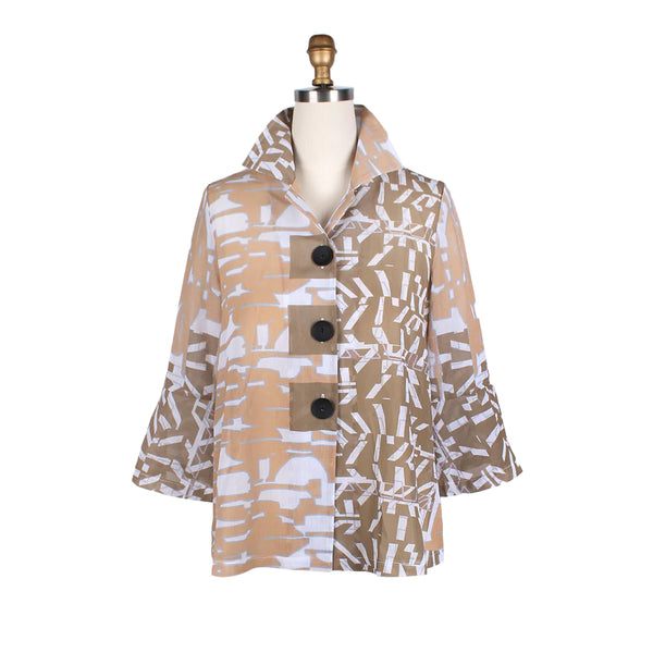 Damee Abstract Two-Tone Jacket in Taupe - 4809-TPE - Size L Only!