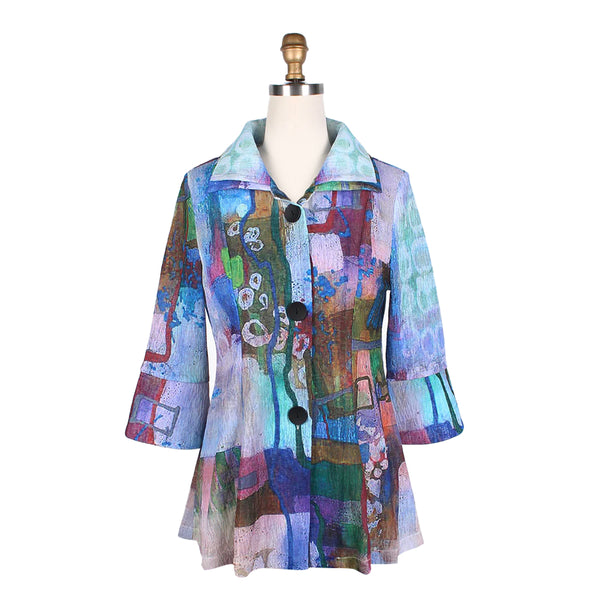 Damee Vibrant Fit & Flare Jacket in Purple/Multi - 4810-PP - Sizes S & XXL Only!