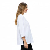 Floral Embroidered Voile Top in White - EC420-WHT