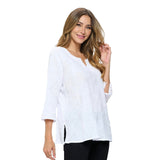 Floral Embroidered Voile Top in White - EC420-WHT