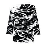 Valentina Abstract-Print V-Neck Top in Black/White - 25632 - Size 1X Only