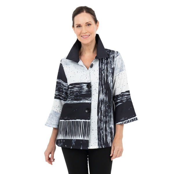 Damee "Mixed Direction" Stripe Jacket in Black & White- 4757 - Size XL Only!