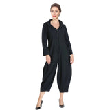 Zip-Front High Neck Jumpsuit in Black - 3297JS-BK