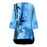 Bamboo-Print V-Neck Tunic - 25699-TU - Size XL