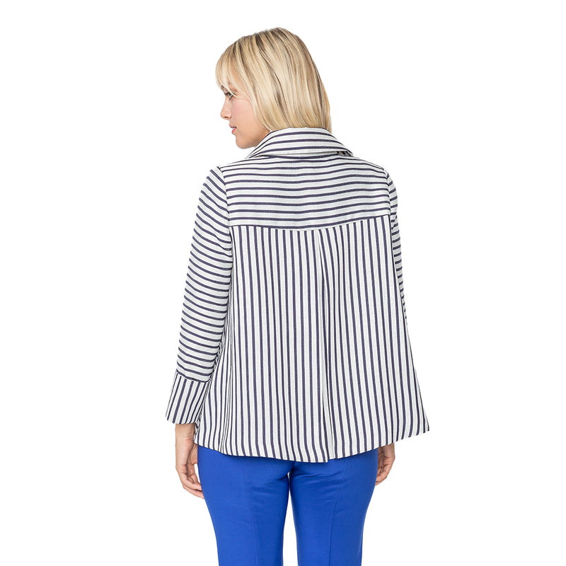 IC Collection Striped Double-Breasted Jacket in Navy & White - 5508J - Size XXL Only