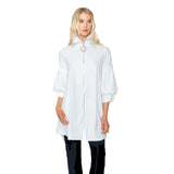 High-Low Zip Jacket with Statement Collar in White - 5672J-WT