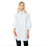 High-Low Zip Front Tunic Jacket in White - 5672J-WT