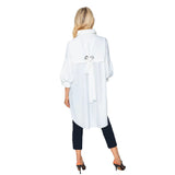 High-Low Zip Jacket with Statement Collar in White - 5672J-WT