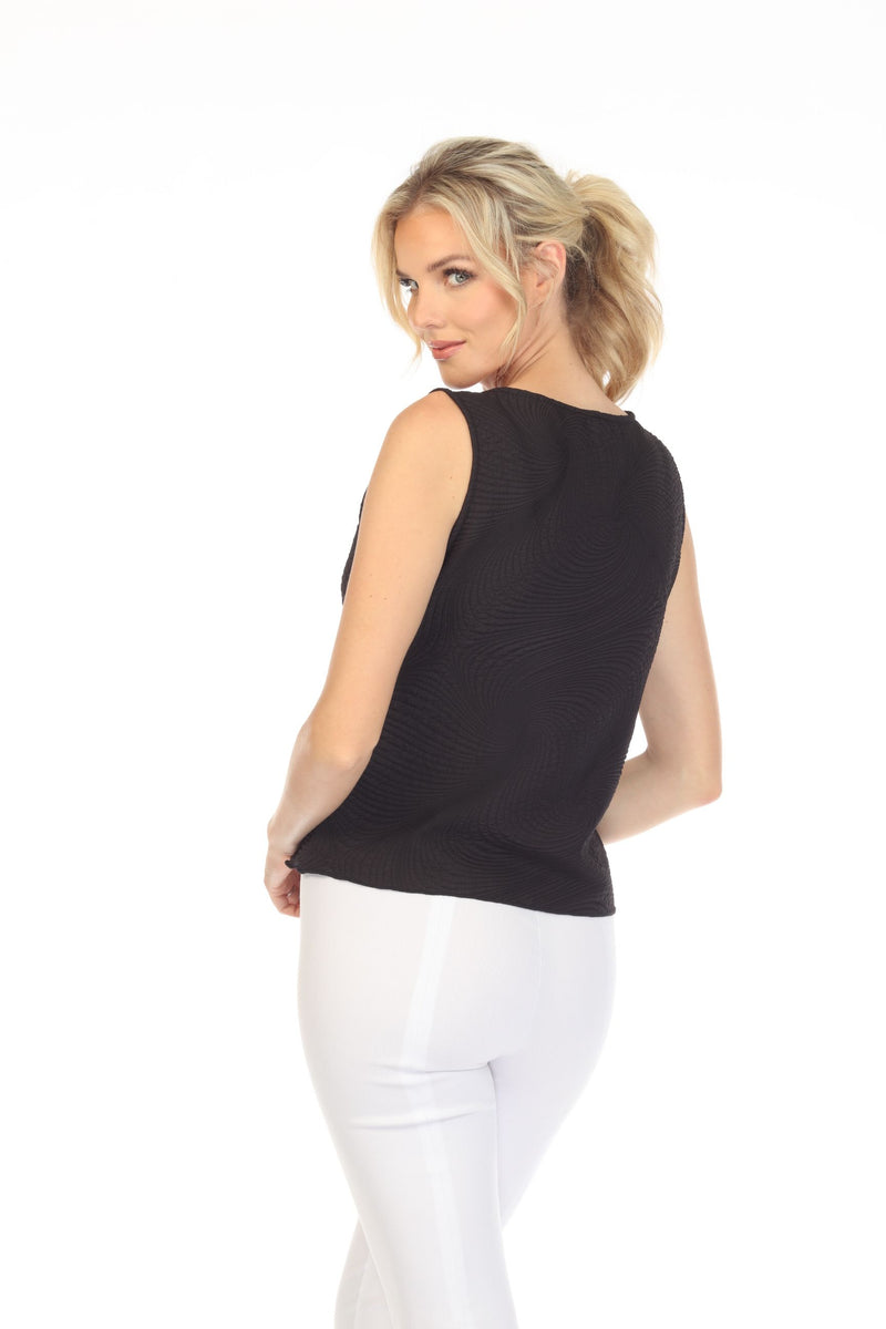 IC Collection Textured Asymmetric Sleeveless Top in Black - 5743T