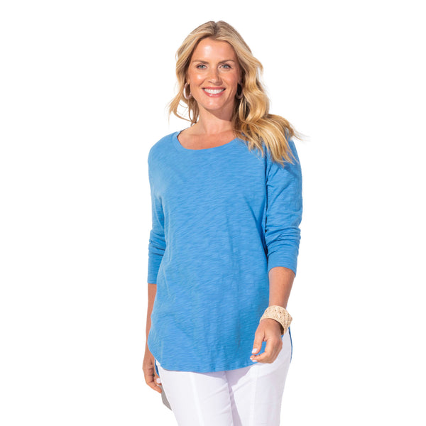 Escape by Habitat High-Low 3/4 Sleeve Top in Marina - 10004-MNA