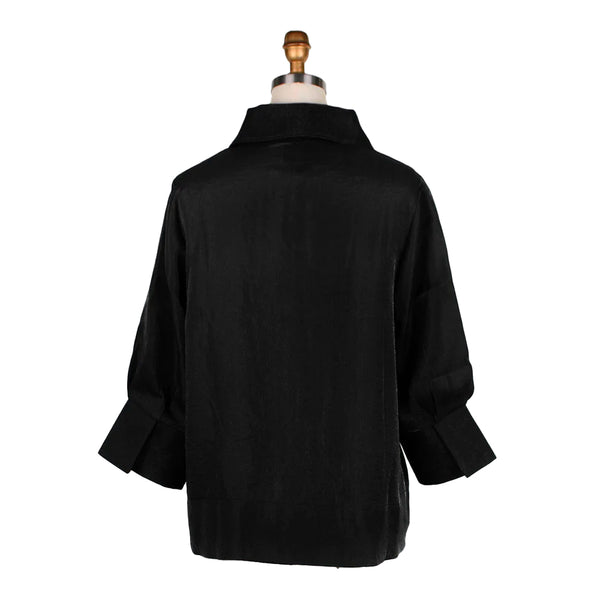 Damee Solid Wide Ball Collar Jacket in Black - 4741-BK
