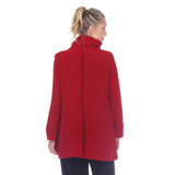 Button Front Jacket in Red/Black - 9193-RD
