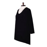 Hi-Low V-Neck Top in Black - 15296-BLK