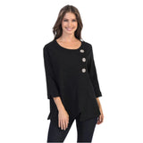 Asymmetric Cotton Tunic in Black - CG102-BLK