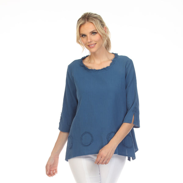 Focus Textured Patchwork Tunic Top in Capri Blue - CG-120-CB - Size S Only!