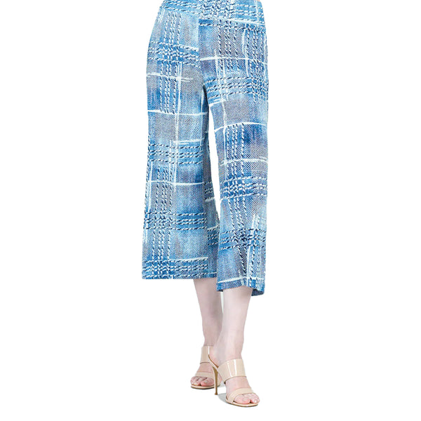 Clara Sunwoo Plaid Front Pocket Gaucho Pant in Blue/Multi - CPG5P10 - Size XL Only!
