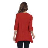 Ribbed Patch-Pocket Tunic in Brick Red - CS330-BRK - Plus Sizes Only!