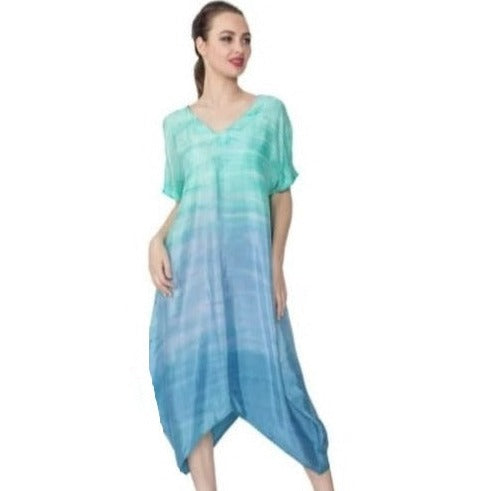 IC Collection Ombre Dress in Blue/Aqua  - 4452D - Size S Only