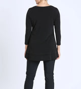 Stretch Knit Basic Tunic in Black - 1484-BLK