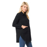 Lightweight Long Waffle Shirt/Jacket in Black - LW110-BLK