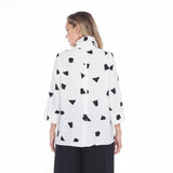 Diamond Print Blouse in White & Black - 2565-WB