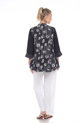 Swirls & Stripes Print Asymmetric Jacket - 2550-BLK