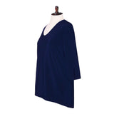 Hi-Low V-Neck Top in Navy - 15296-NVY - Size XL Only!