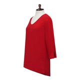 Valentina Signa Solid V Neck Hi-Low Tunic Top in Red - 15296-RED - Size 1X Only!