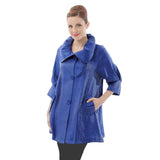 Solid Shimmery Button Down Swing Jacket in Royal Blue - 200-RB