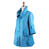 Solid Shimmery Button Down Swing Jacket in Sky Blue 200 -SB