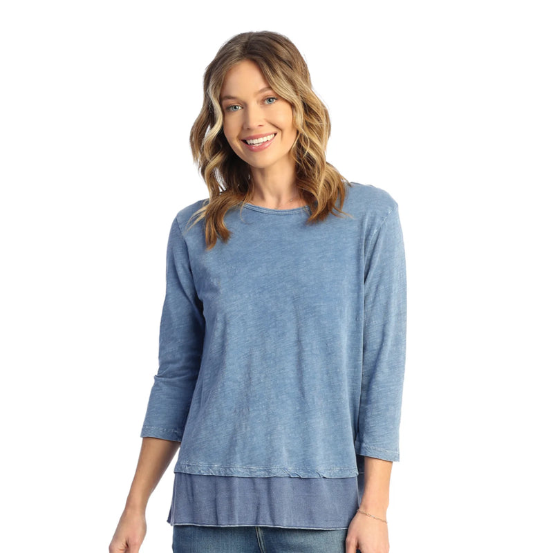 Jess & Jane Solid Mineral Washed Cotton Tunic Top - M48
