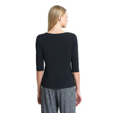 Scoop Neck Half Sleeve Top in Black - T77-BLK - Size XS Only!