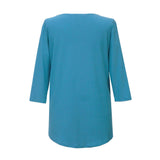 Hi-Low V-Neck Top in Turquoise - 15296-TRQ - Size XL Only!