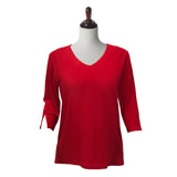 Valentina Signa Solid V Neck Hi-Low Tunic Top in Red - 15296-RED - Size 1X Only!