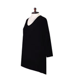 Hi-Low V-Neck Top in Black - 15296-BLK