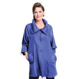 Solid Shimmery Button Down Swing Jacket in Royal Blue - 200-RB