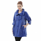Solid Shimmery Button Down Swing Jacket in Royal Blue - 200-RB
