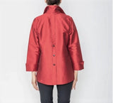Button Front Blouse in Deep Red- 4442J-DRD - Size L Only!