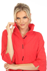 Textured Button Front Blouse/Jacket in Red - 3075SOL-RD
