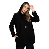 Long Hooded Waffle Jacket in Black - FW138-BK