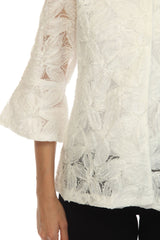 Beaded Floral Mesh Jacket in White - 2381-WT - Size XXL Only!