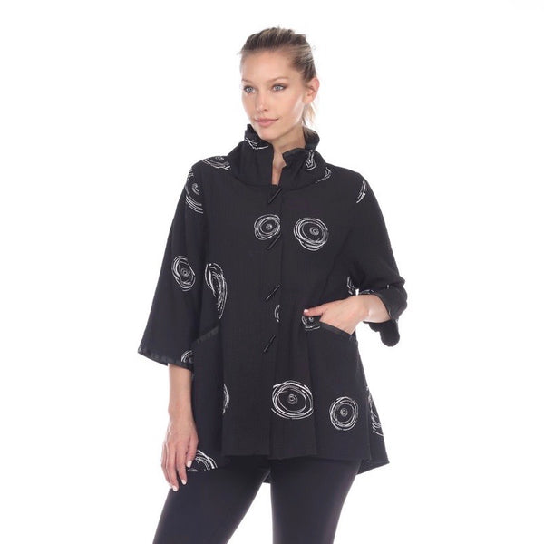 Moonlight Circle Print Shirt/Jacket in Black/White - 2979-BLK - Sizes S, M & XXL Only!