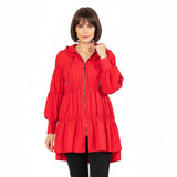 Tiered Zip-Front Tunic Jacket in Red - 8420J-RED
