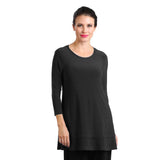 Stretch Knit Basic Tunic in Black - 1484-BLK