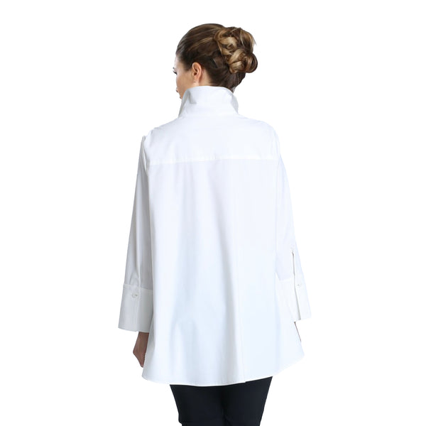 IC Collection High-Low Shirt w/Pockets in White - 3778B-WT