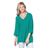 Focus Fashion V-Neck Bell Sleeve Tunic in Atlantic Teal - LW102-ATL - Size S Only